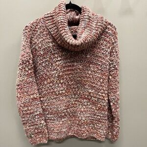 Cozy Marled Turtleneck Sweater in Pink